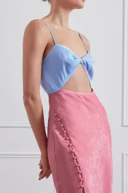 San Sloane Alona Midi Dress Pink/Blue Size 6 for rent on The Volte - image 3