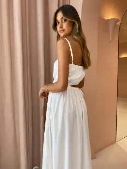 By Nicola Carnivale Elastic Waist Maxi Dress White Size 8 for rent on The Volte - image 4