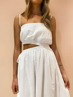 By Nicola Carnivale Elastic Waist Maxi Dress White Size 8 for rent on The Volte - image 6