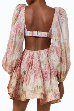 Zimmermann Botanica Bralette Mini Dress Milettia Floral Print Size 8 for rent on The Volte - image 2