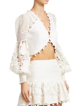 Zimmermann Corsage Pom-Pom Embellished Set Ivory Size 8 for rent on The Volte - image 4