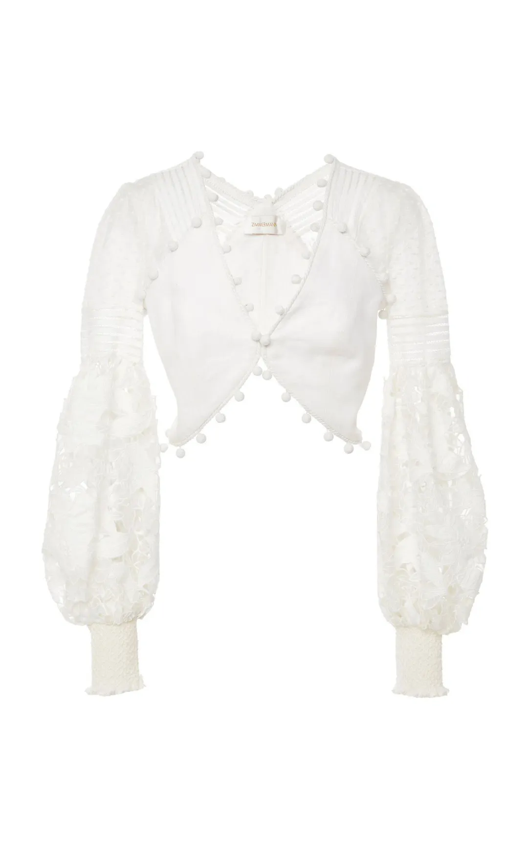 Zimmermann Corsage Pom-Pom Embellished Set Ivory Size 8 for rent on The Volte - main image