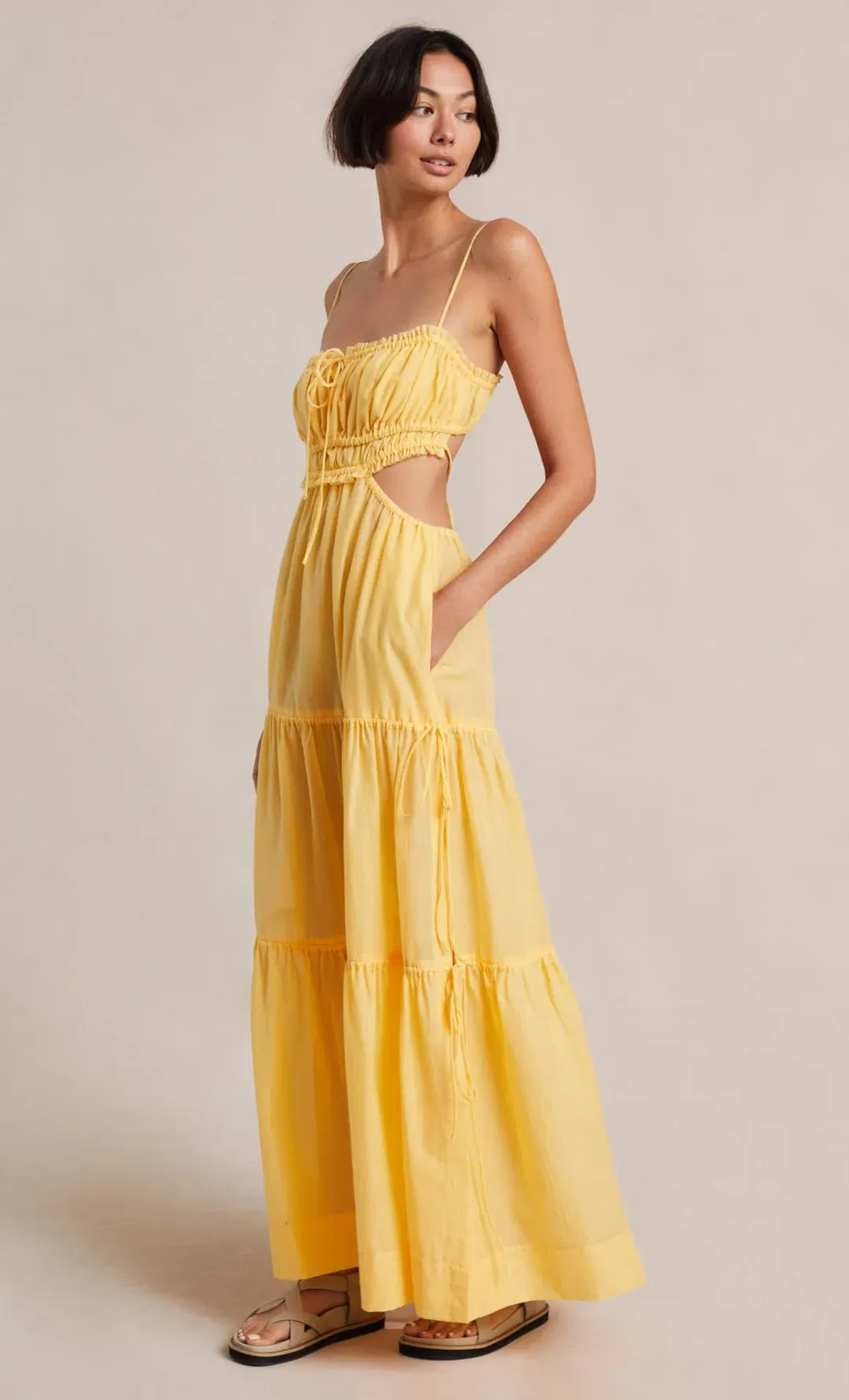 Bec & Bridge Alexandra Tie Maxi Dress Yellow Size 8 for rent on The Volte - main image