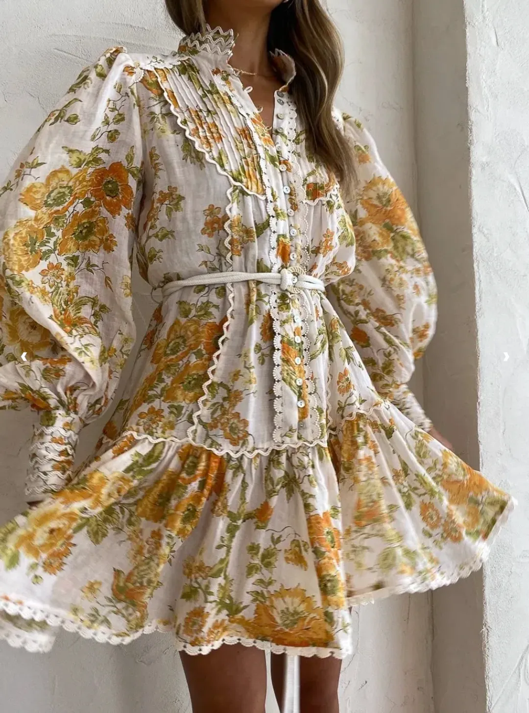 Alemais Songbird Mini Dress Print Yellow Size 8 for rent on The Volte - main image