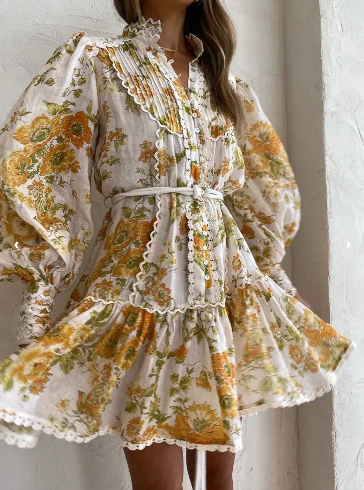 Alemais Songbird Mini Dress Print Yellow Size 8 - Image 3