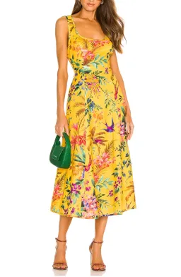 Zimmermann Tropicana Cut Out Midi Dress Mango Floral Size 8 for rent on The Volte - image 1