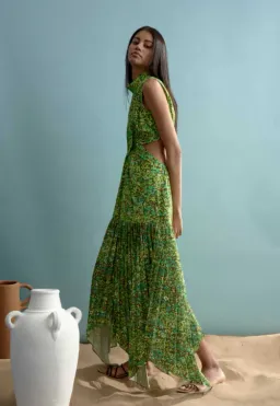 Alemais Phyllis Twist Front Pleat Dress Green Size 10 for rent on The Volte - image 2