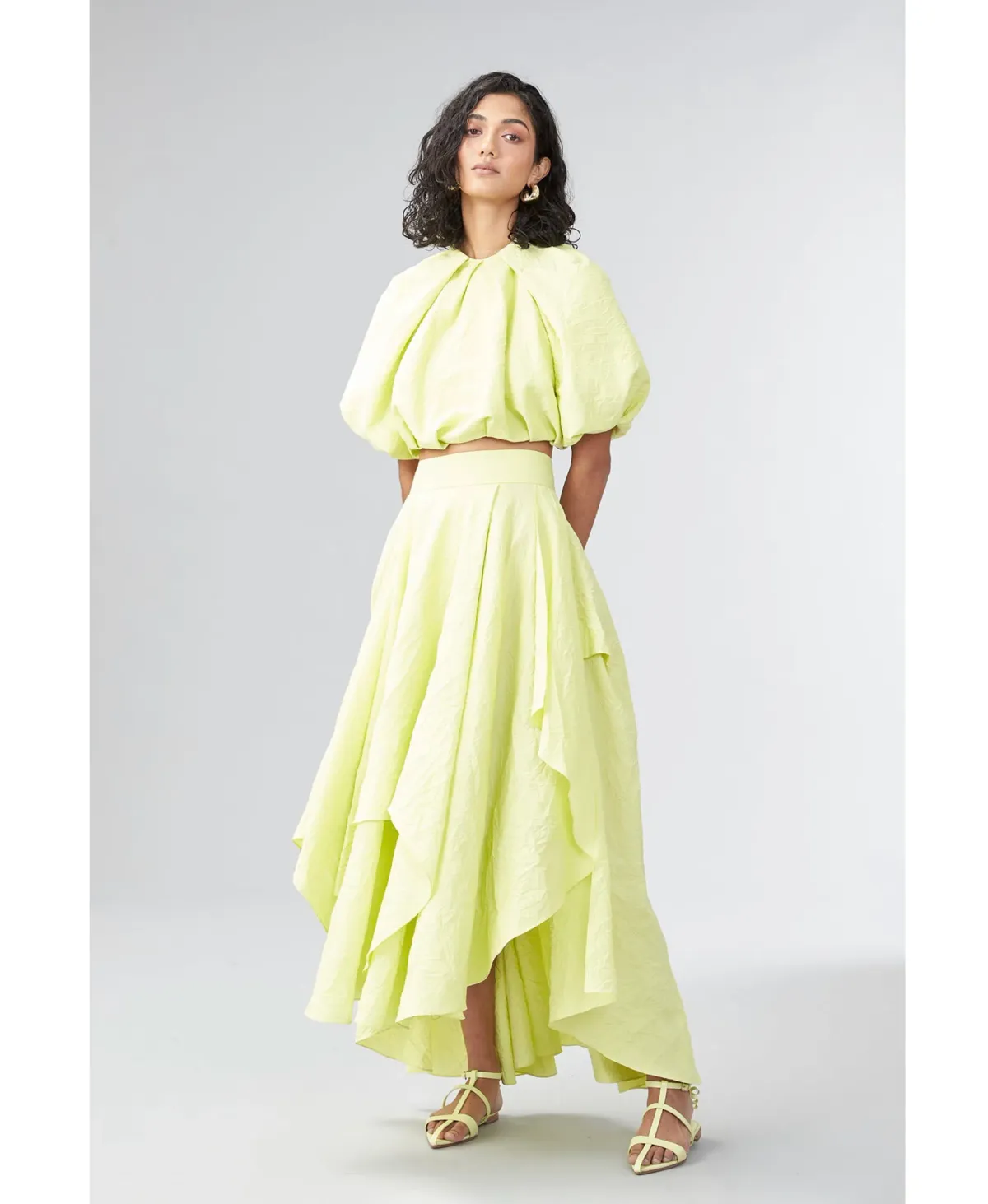 Ginger & Smart Euphoria Top & Skirt Set Citron Size 10 - Image 1