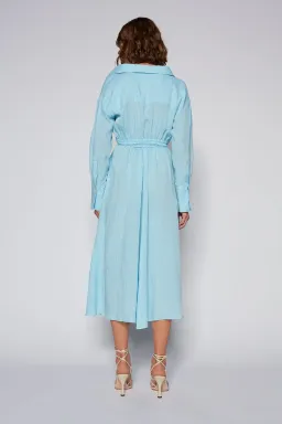 Scanlan Theodore Italian Linen Wrap Shirt Dress Blue Size 10 for rent on The Volte - image 4