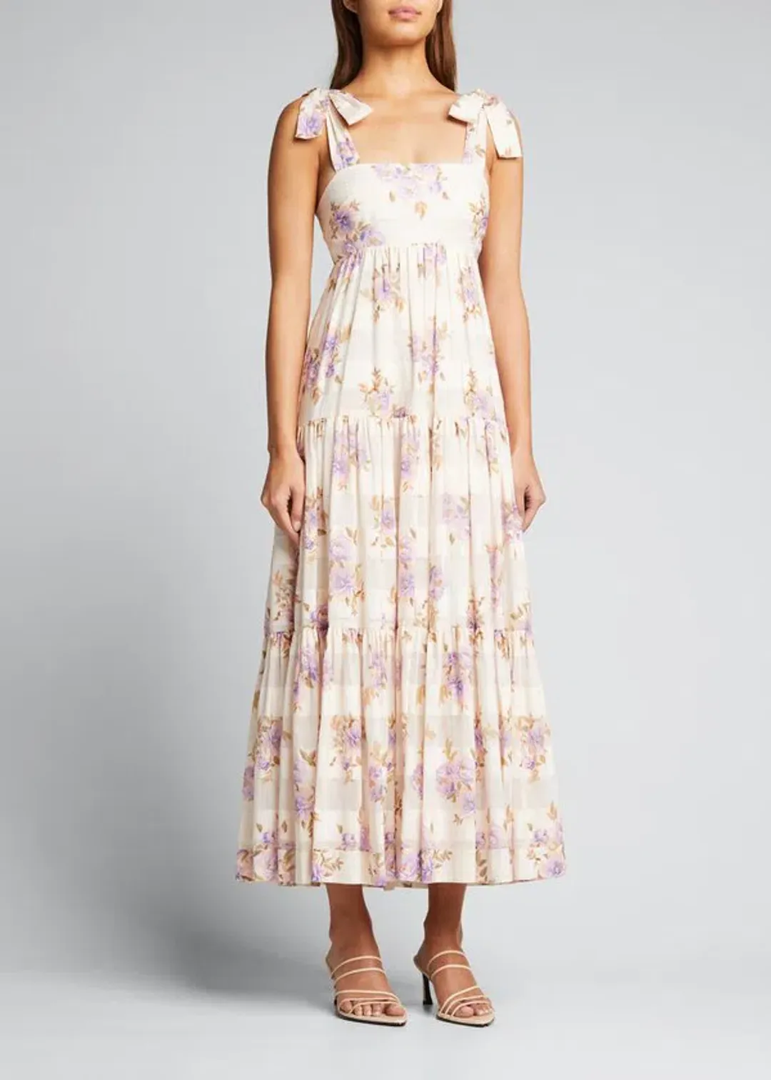 Zimmermann Rosa Striped Picnic Dress Lilac Rose Size 14 for rent on The Volte - main image