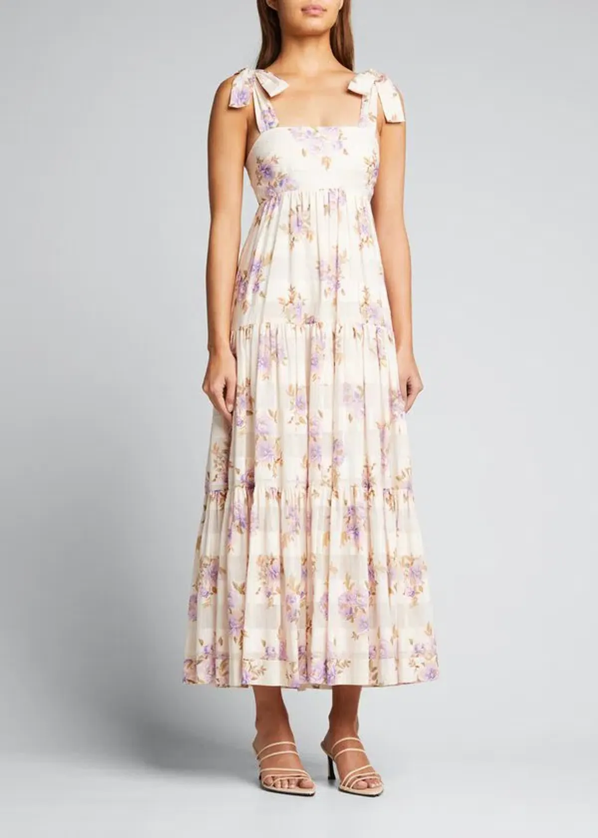 Zimmermann Rosa Striped Picnic Dress Lilac Rose Size 14 for rent on The Volte - main image