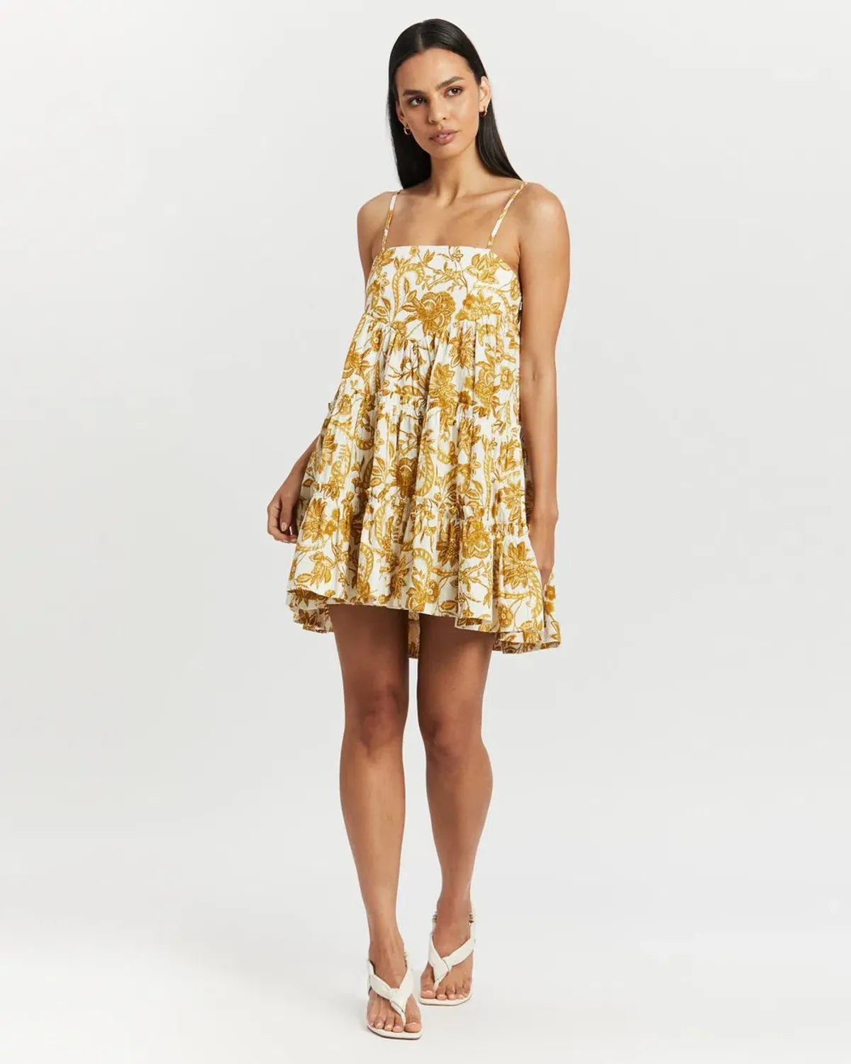 Shona Joy Saffron Tiered Mini Dress Print Size 10 - Image 1