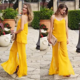 Viktoria & Woods Sheer Flare Pants Yellow Size AU 6 for rent on The Volte - image 1