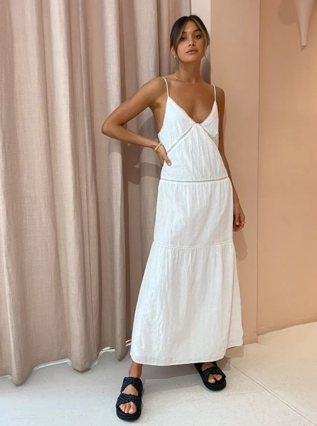 Sir the Label Maja Midi Dress White Size 6 for rent on The Volte - main image