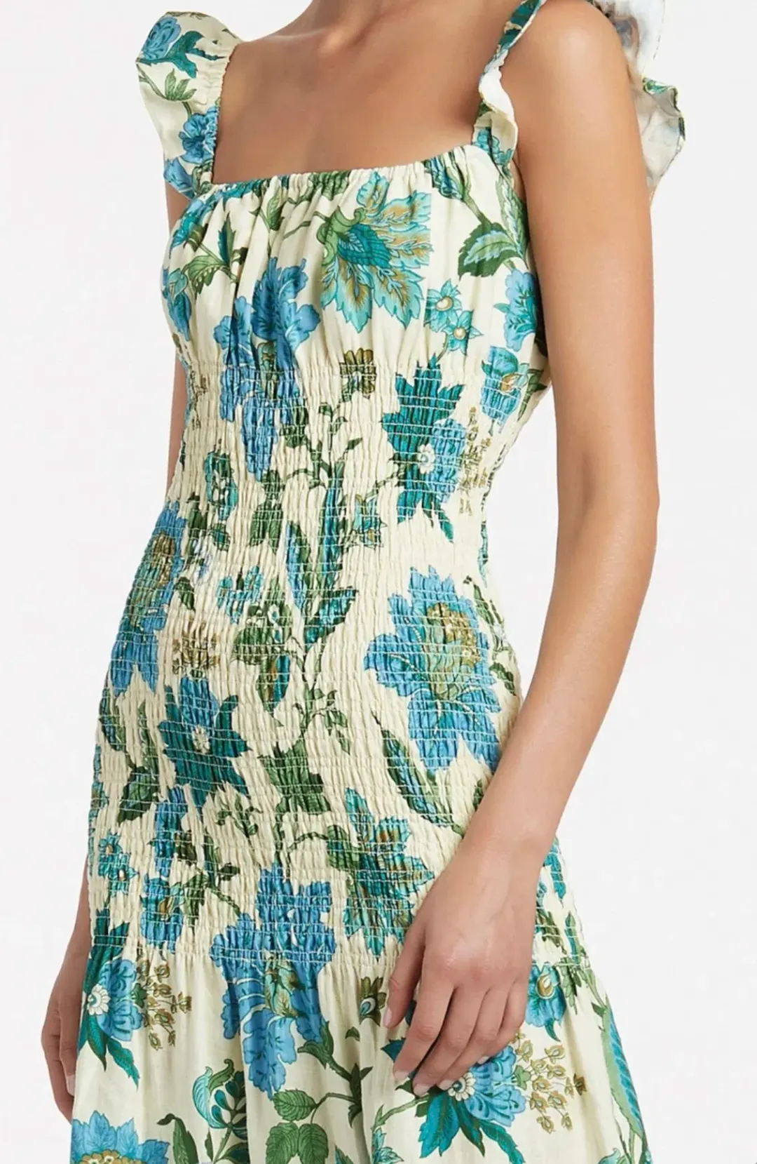 Sir the Label Alexandre Ruched Midi Dress Print Size 8 for rent on The Volte - main image