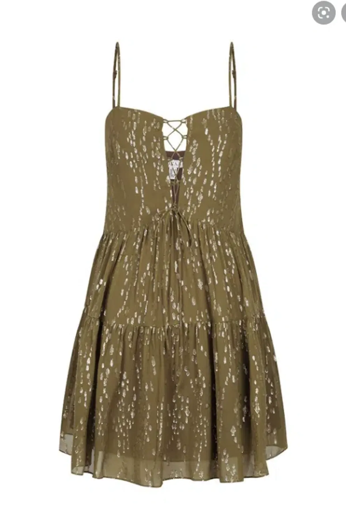 Shona Joy Laura Silk Lace Up Mini Dress Green Size 12 - Image 4