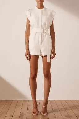 Shona Joy Savannah Linen Boiler Suit White Size 10 for rent on The Volte - image 1