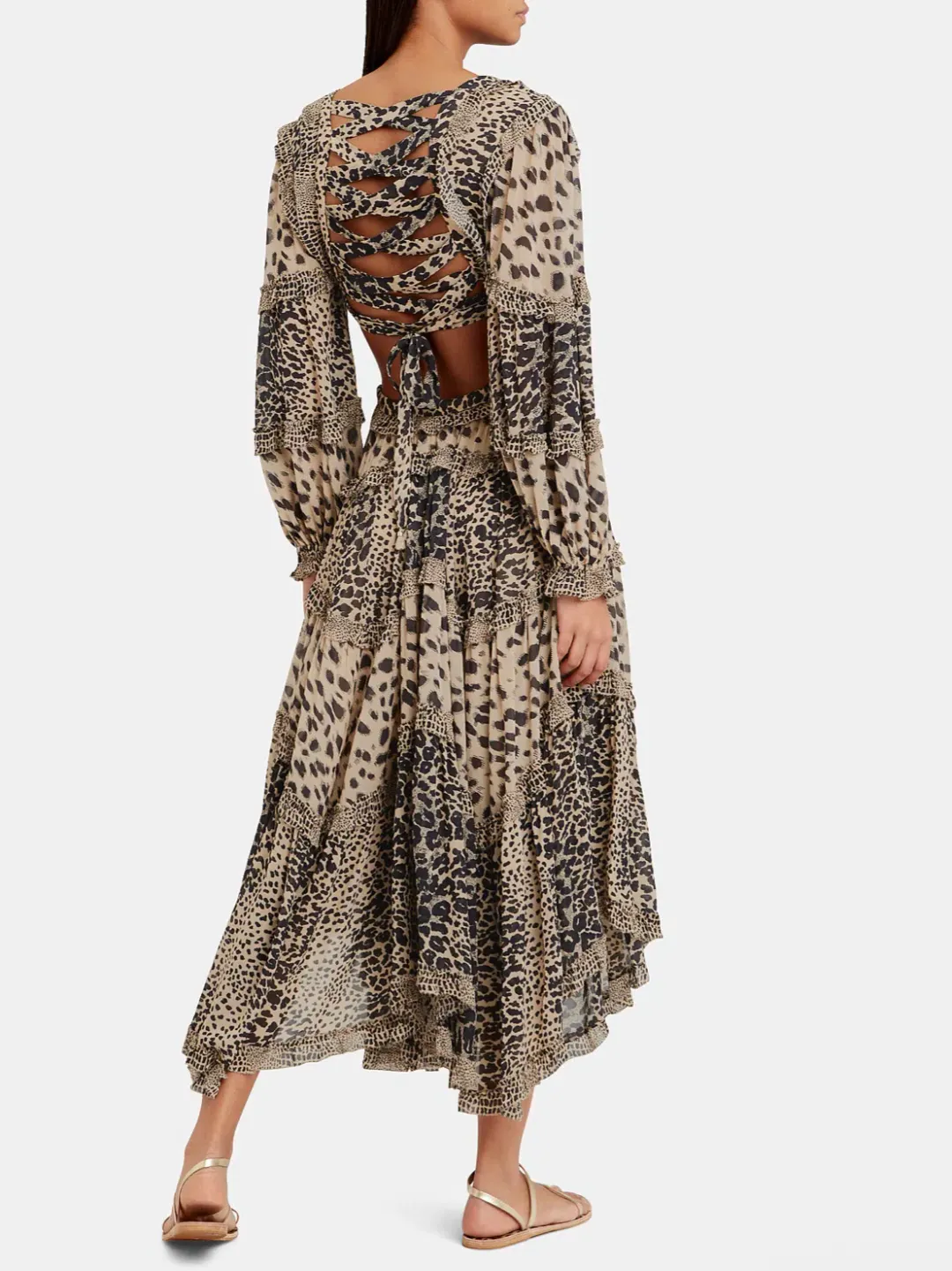 Zimmermann Allia Cut Out Long Dress Cheetah Print Size 0 / AU 8 for rent on The Volte - main image