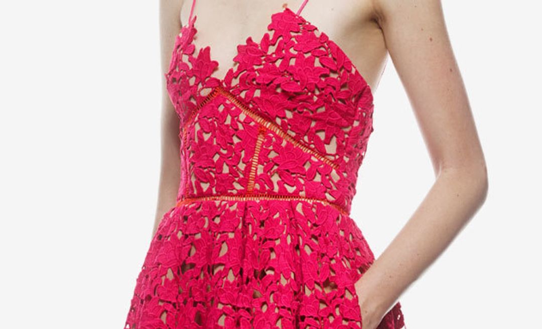Self Portrait Red Lace Azalea Dress size 8 for rent on The Volte - main image