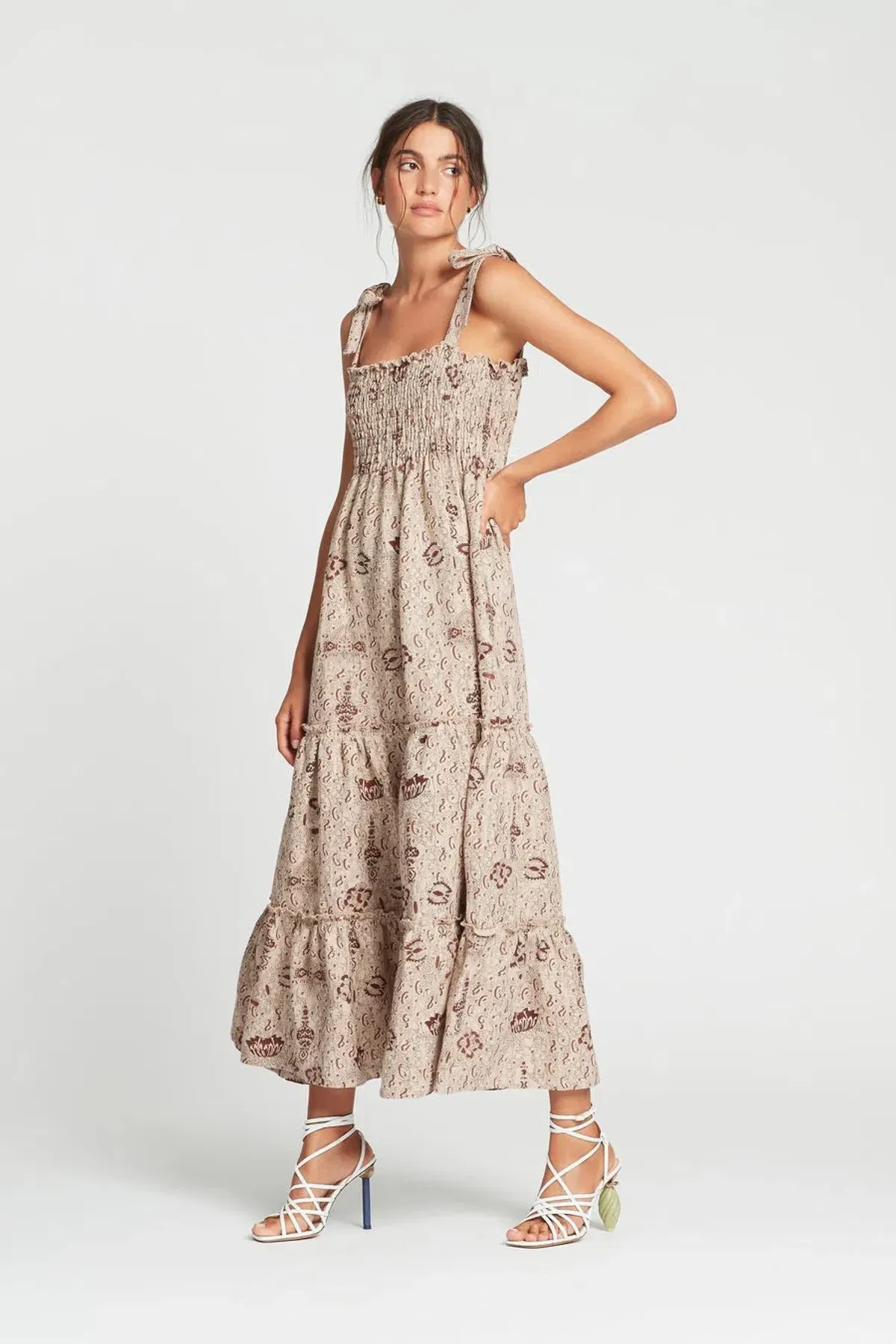 Sir The Label Stella Tiered Maxi Dress Brown Size 12 - Image 1