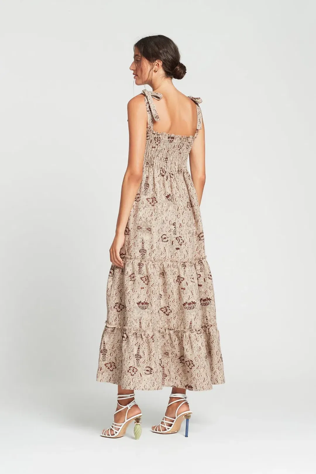 Sir The Label Stella Tiered Maxi Dress Brown Size 12 for rent on The Volte - main image