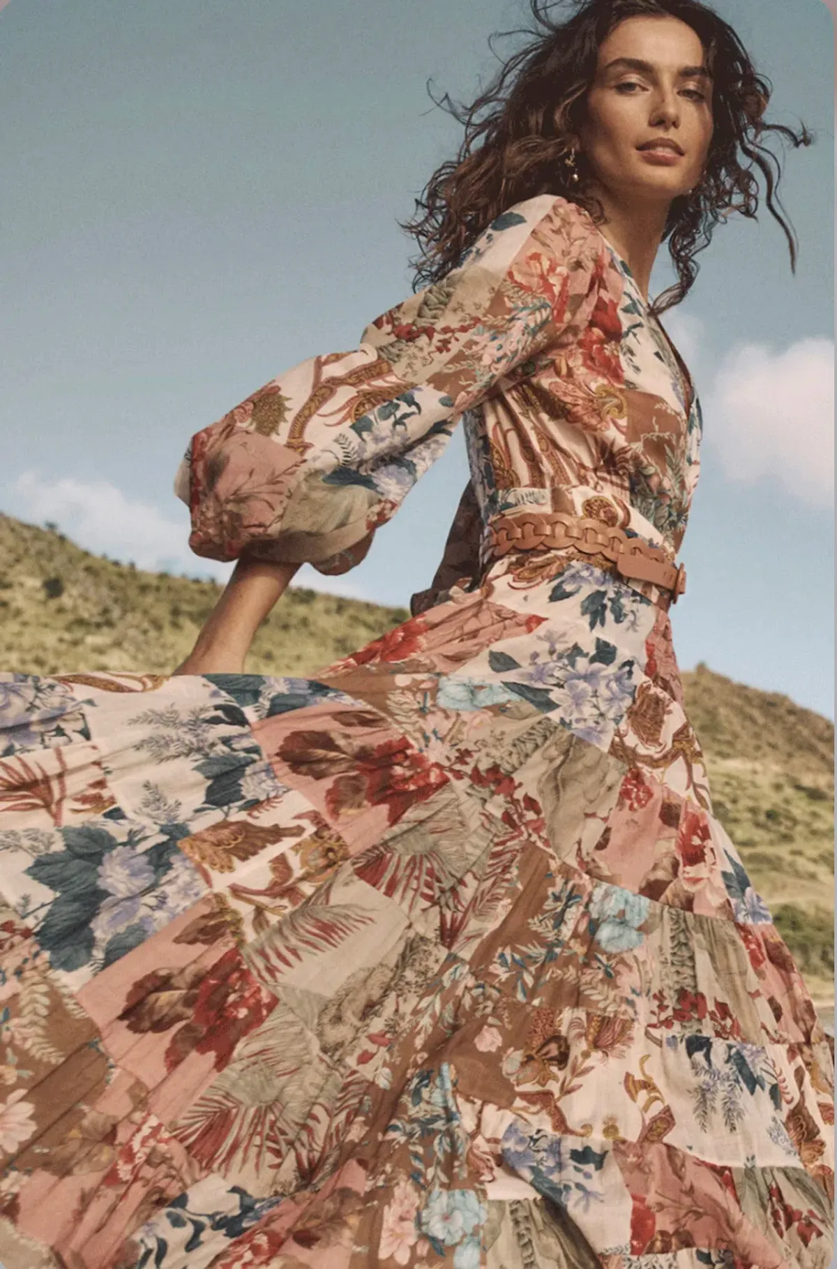 Zimmermann Cassia Patch Wrap Midi Dress Print Size 16 - Image 2