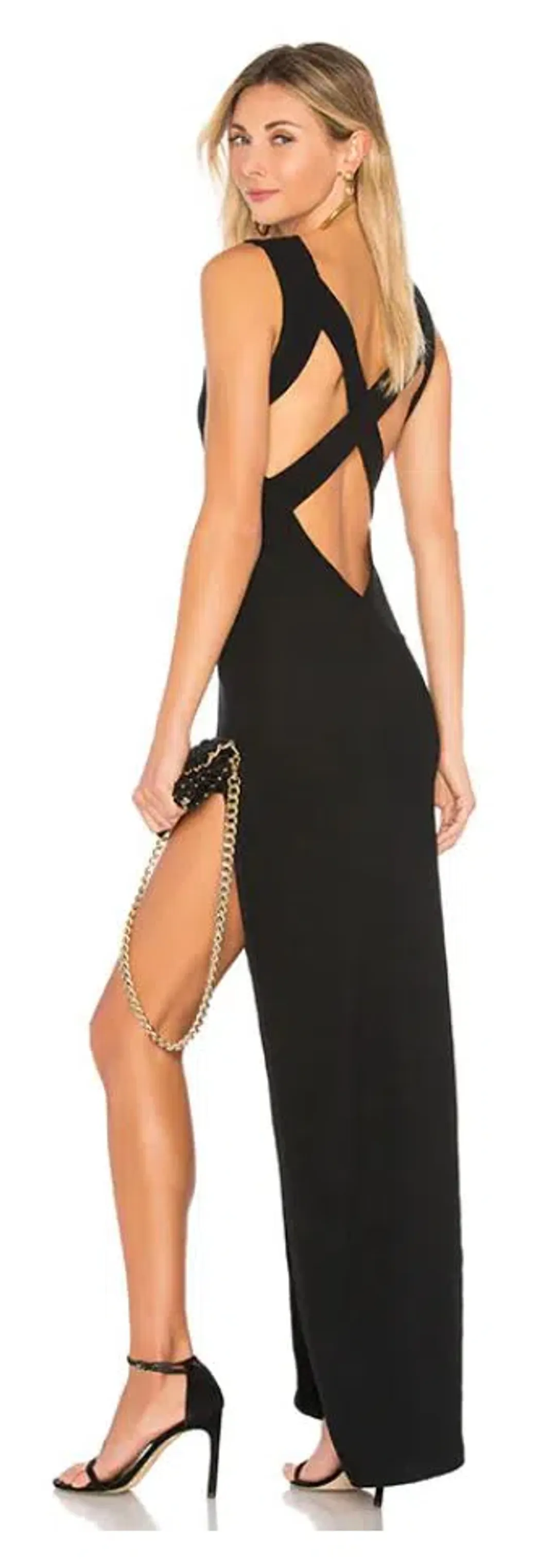 Superdown Sherry Slit Maxi Dress Black Size 8 for rent on The Volte - main image