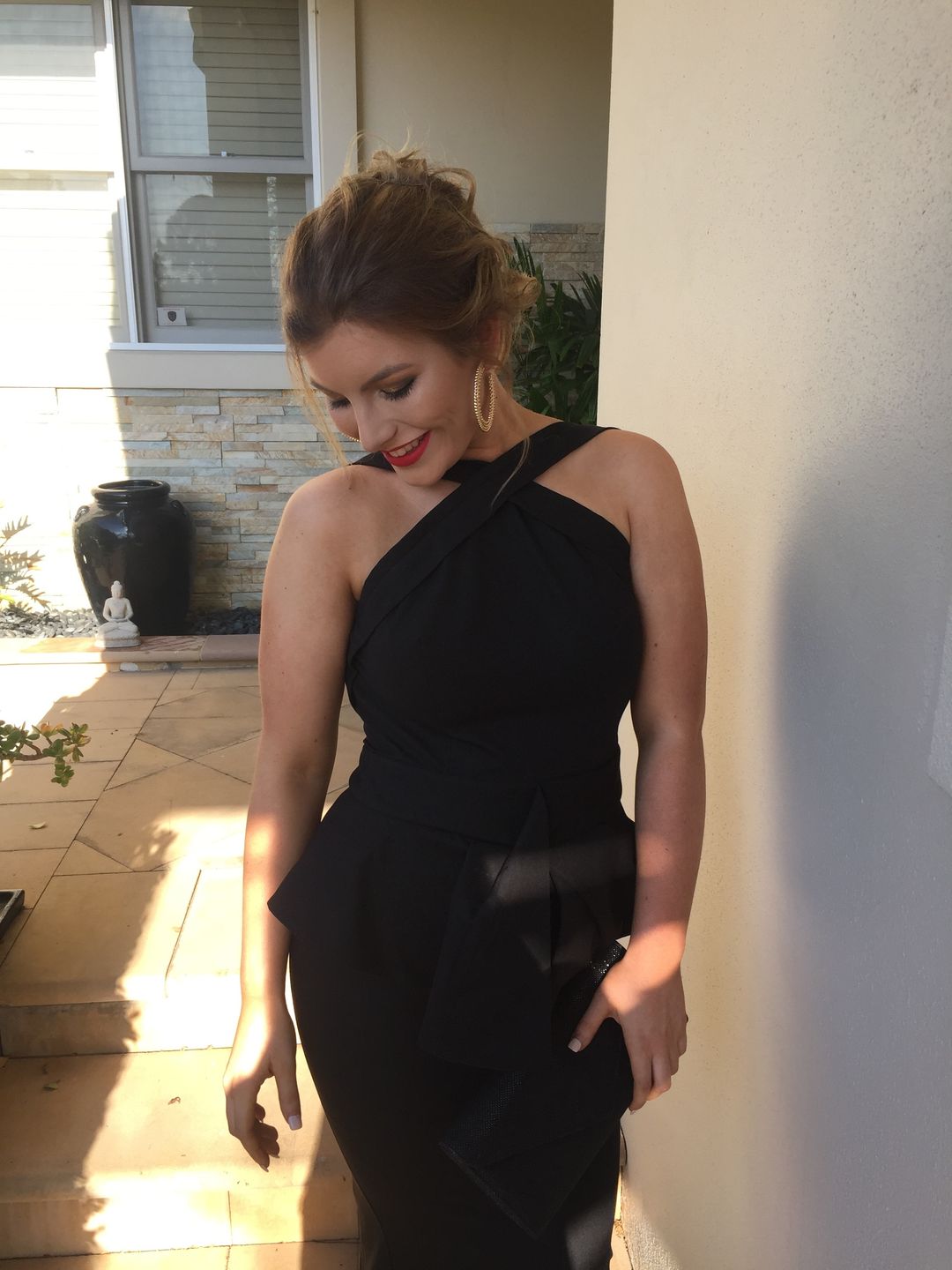 Elle Zeitoune Black Peplum formal dress for rent on The Volte - main image