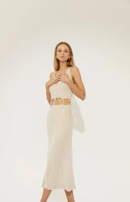 Sovere Emerge Knit Dress in Chai Latte Beige Size 8 for rent on The Volte - image 1