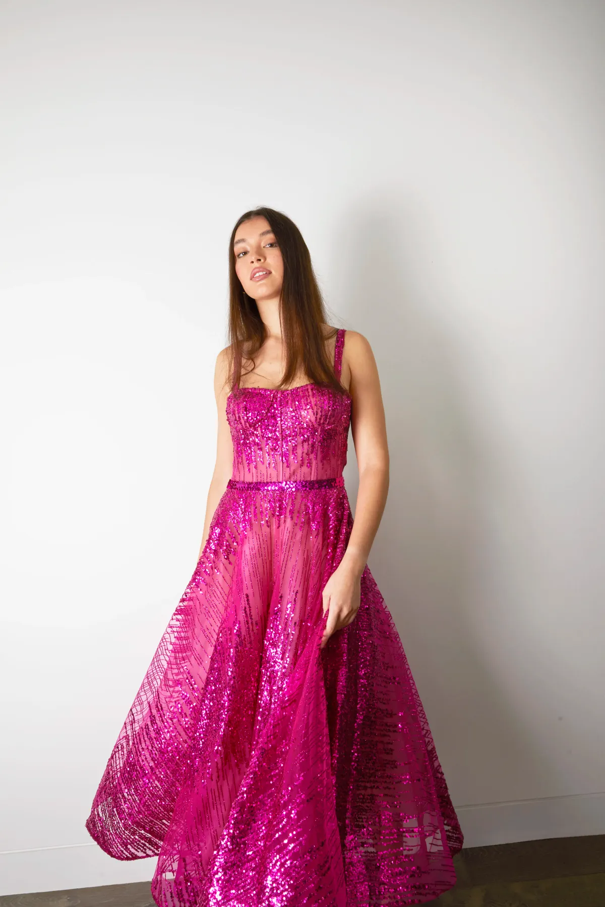 Bronx and Banco Fuchsia Mademoiselle Midi Dress Pink SIze 10 for rent on The Volte - main image