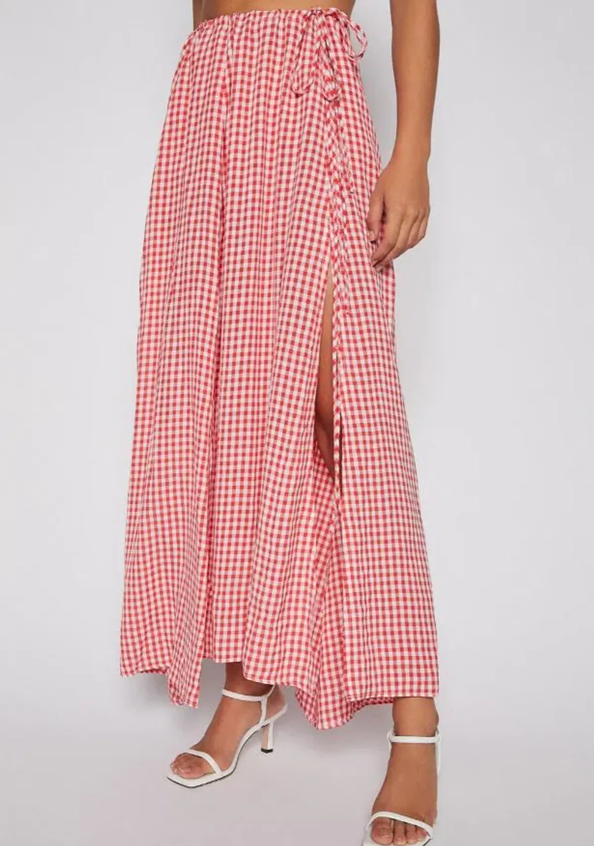 Scanlan Theodore Gingham Drawcord Skirt and Gingham Drawcord Top Set Red - Image 3