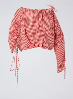 Scanlan Theodore Gingham Drawcord Skirt and Gingham Drawcord Top Set Red for rent on The Volte - image 6