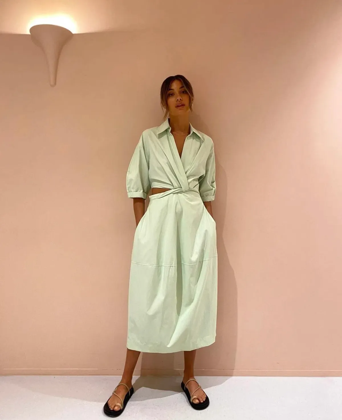 Camilla and Marc Kyra Cocoon Midi Dress Sour Apple Size 6 - Image 1