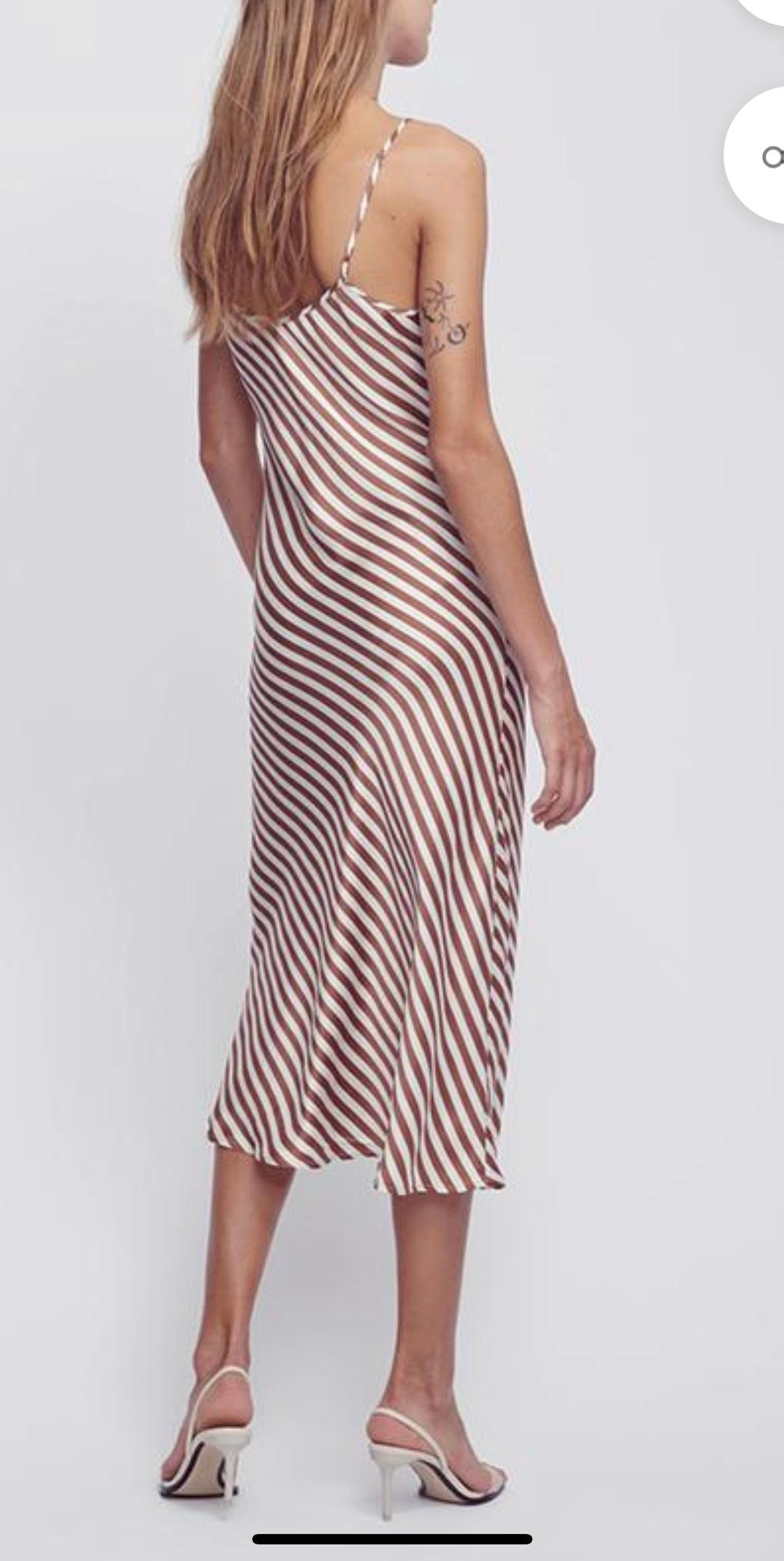 Silk laundry 90’s silk slip dress toffee stripe Size 10 for rent on The Volte - main image