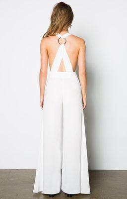 Stanzee Paloma Wide Leg Halter V-Neck Jumpsuit White Size 8 for rent on The Volte - image 3