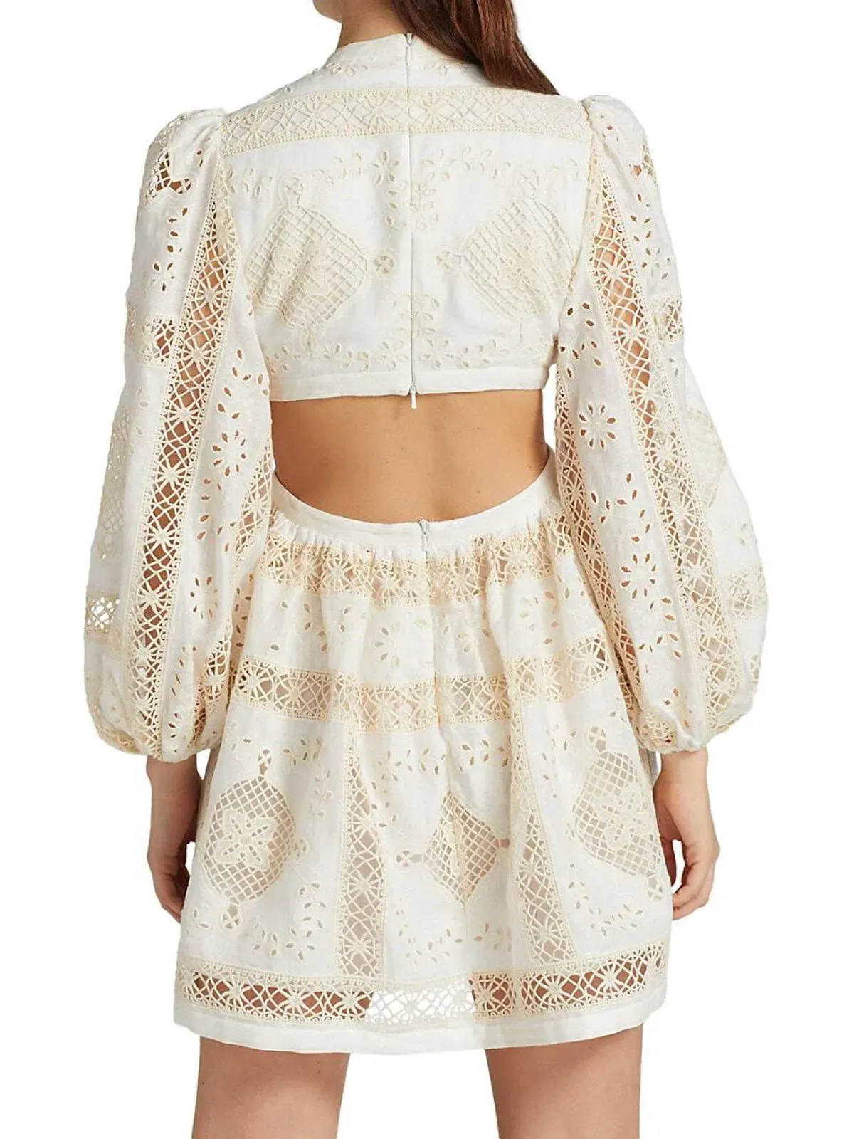 Zimmermann Aliane Embroidered Short Dress Ivory Size 0 / AU 8 - Image 3
