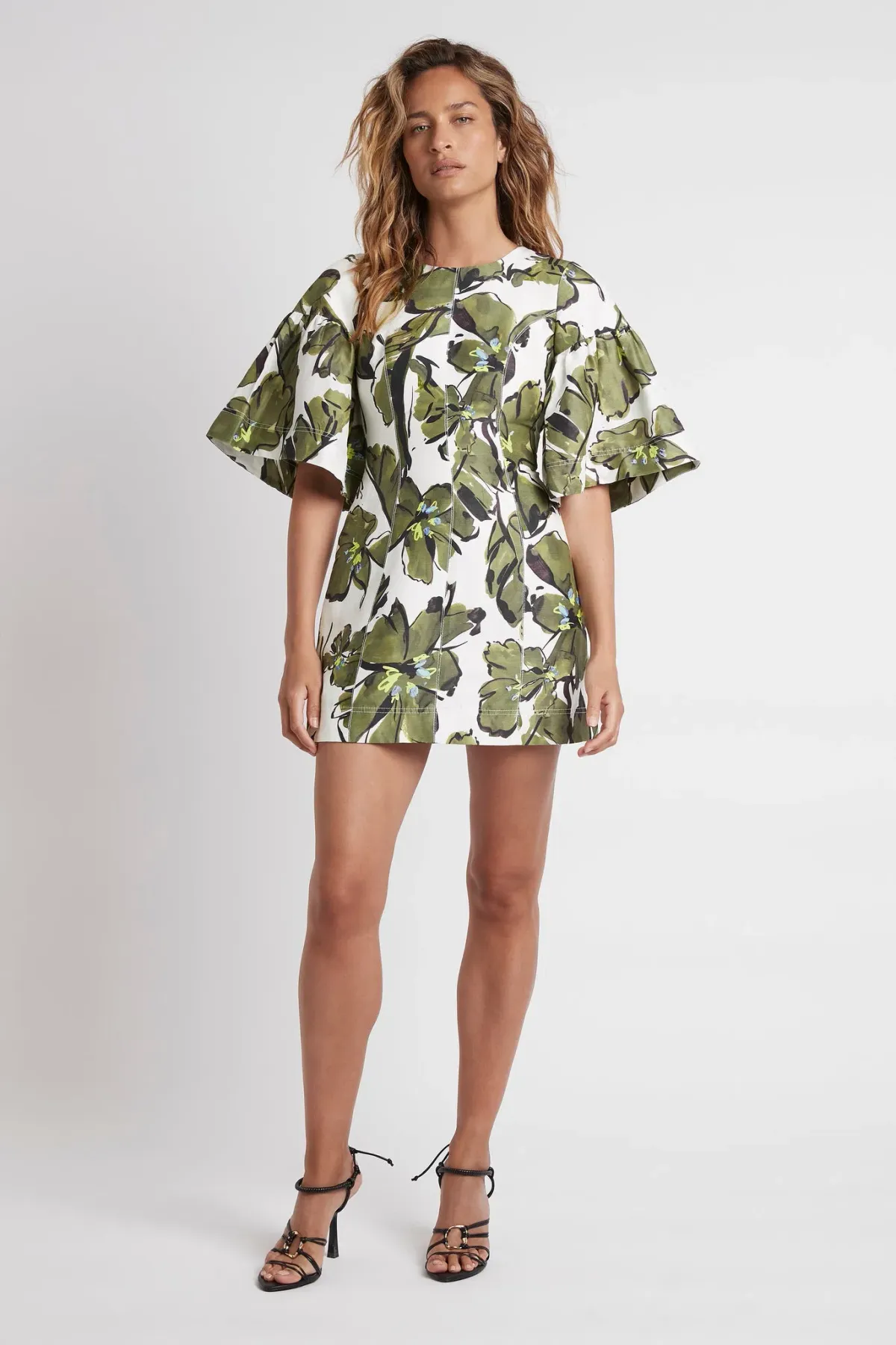 Aje Olive Leaf Dress Print Size 14 - Image 3