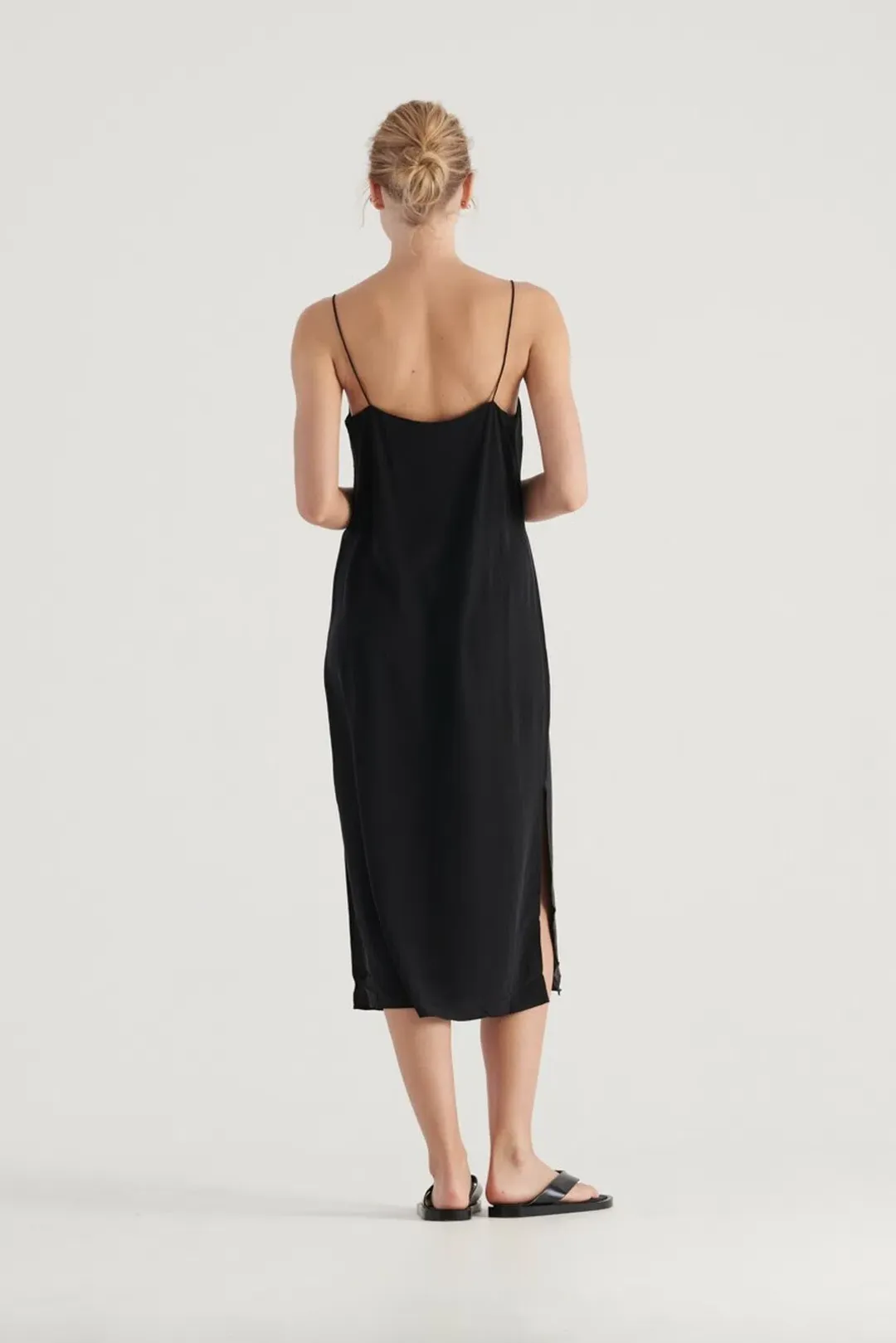 Elka Collective Suki Black Slip Silk Dress Black Size 10 for rent on The Volte - main image