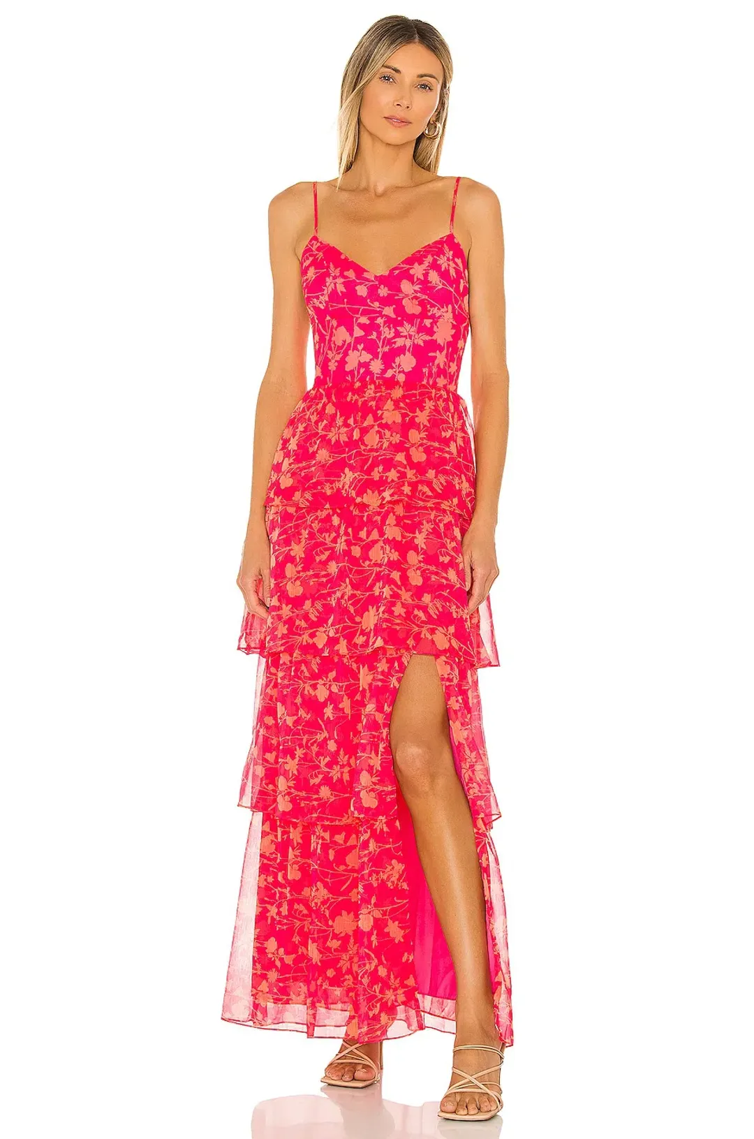 Amanda Uprichard Thaddea Maxi Dress Pink Size 10 for rent on The Volte - main image