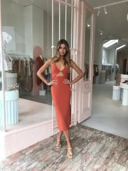 Bec & Bridge Ruby Midi Dress Orange Size 10 for rent on The Volte - image 3