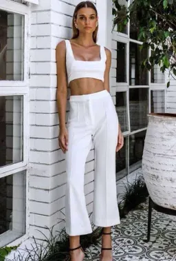 Maurie & Eve Enas Top and Thira Flare Pant Set White Size 6 for rent on The Volte - image 1