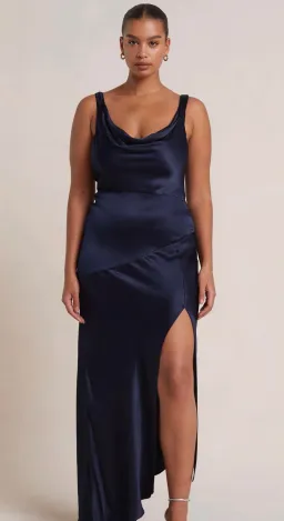 Bec & Bridge Moon Dance Cowl Dress Navy Blue Size 8 for rent on The Volte - image 3