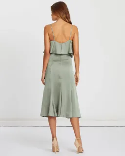 Chancery Bec Cocktail Satin Dress in Sage Green Size 6 for rent on The Volte - image 4