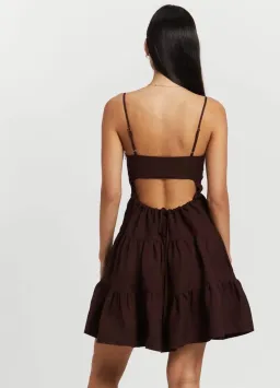 Shona Joy Rubi Lace Up Mini Dress in Cocoa Brown Size 10 for rent on The Volte - image 3