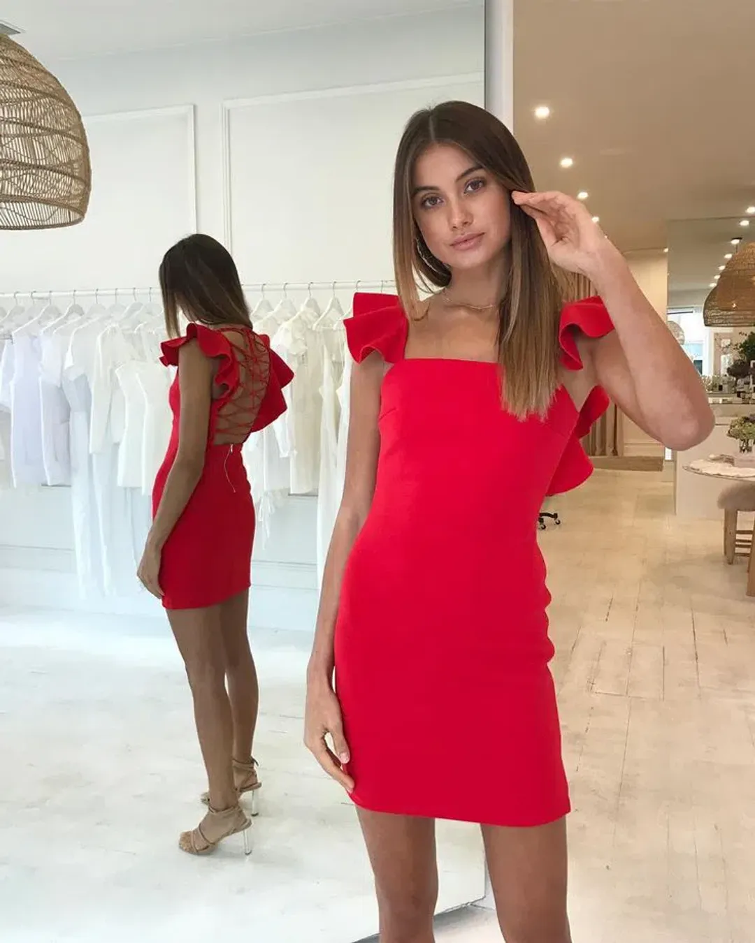 By Nicola Siren Dress Red Size 6 for rent on The Volte - main image