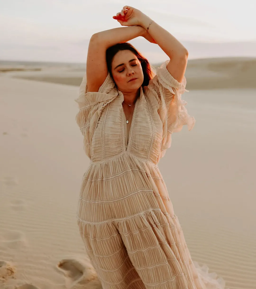 We Are Reclamation Wonderment and Awe Gown Beige One Size Fits Most (Aus 6-16) for rent on The Volte - main image