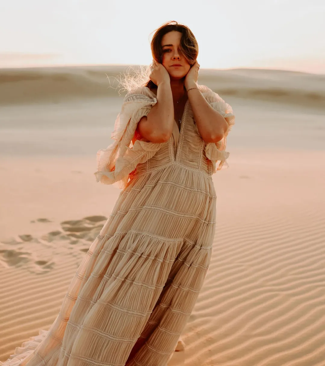 We Are Reclamation Wonderment and Awe Gown Beige One Size Fits Most (Aus 6-16) for rent on The Volte - main image