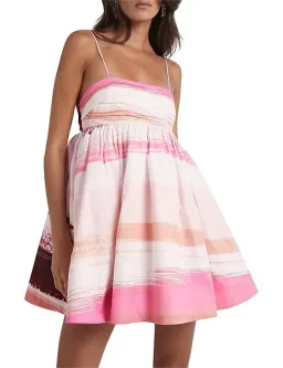 Aje Kasbah Sunset Stripe Ruched Bow Back Mini Dress Print Size 6 for rent on The Volte - image 2