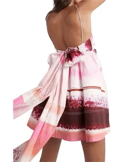 Aje Kasbah Sunset Stripe Ruched Bow Back Mini Dress Print Size 6 for rent on The Volte - image 3