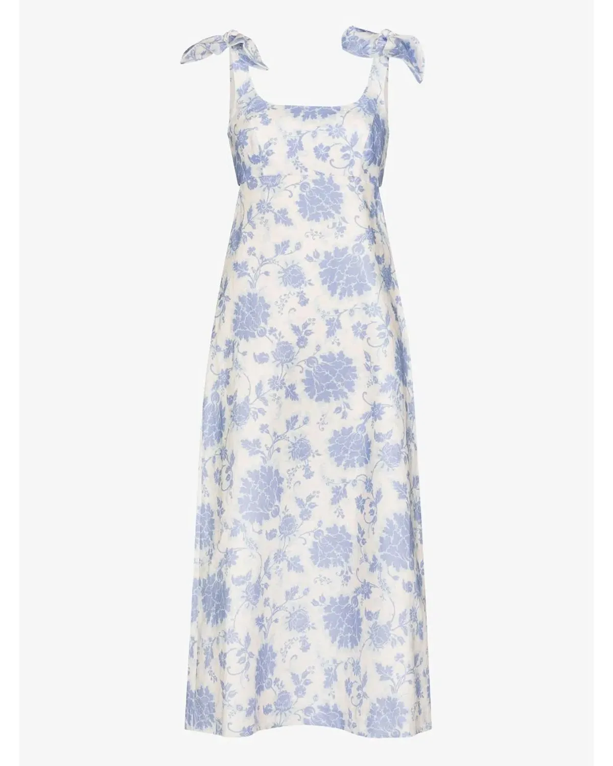 Zimmermann The Postcard Tie Shoulder Midi Dress Blue Tonal Floral Size 0 / AU 8 - Image 3